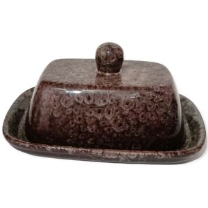Butter or cheese dish Brown ceramic